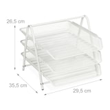 thumbnail of Relaxdays Dokumentenablage Metall, 3 Fächer, Gitter Design, Büro, für A4, Briefablage, HBT: 26,5 x 29,5 x 35,5 cm,weiß