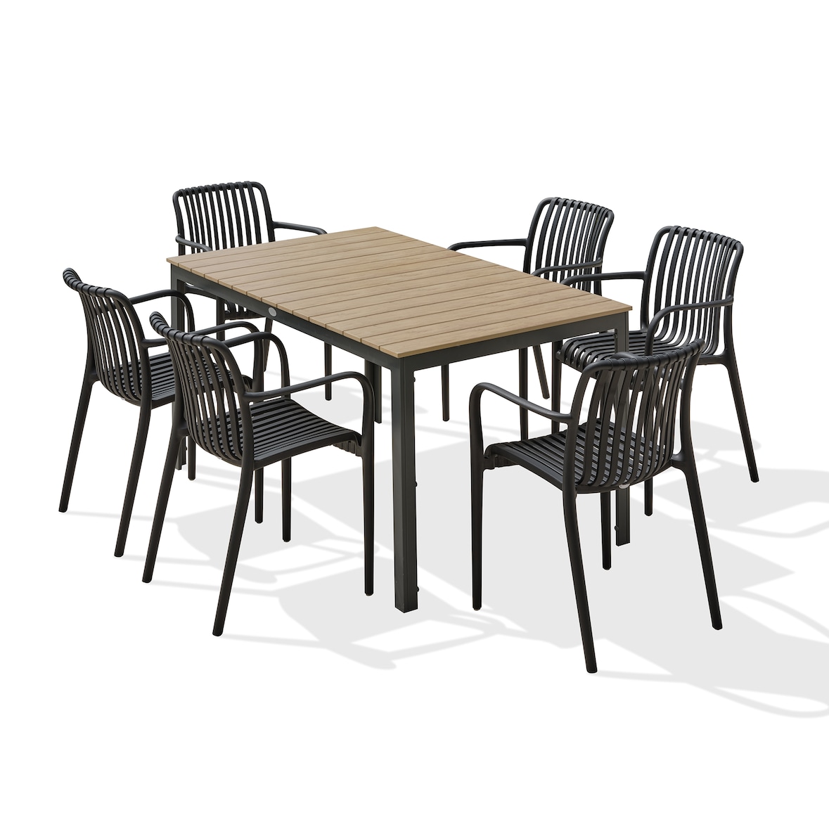 Ensemble repas de jardin 6 places en aluminium gris anthracite - BOSTON TIAGO