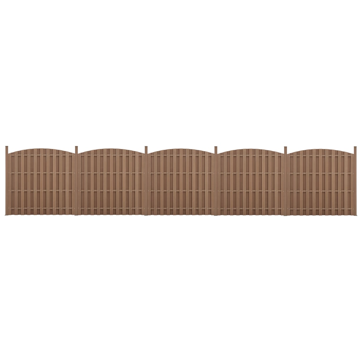 Helloshop26 - Pannello di recinzione da 5 pezzi frangivista frangivento in legno composito WPC semicircolare arrotondato marrone 03_0006596