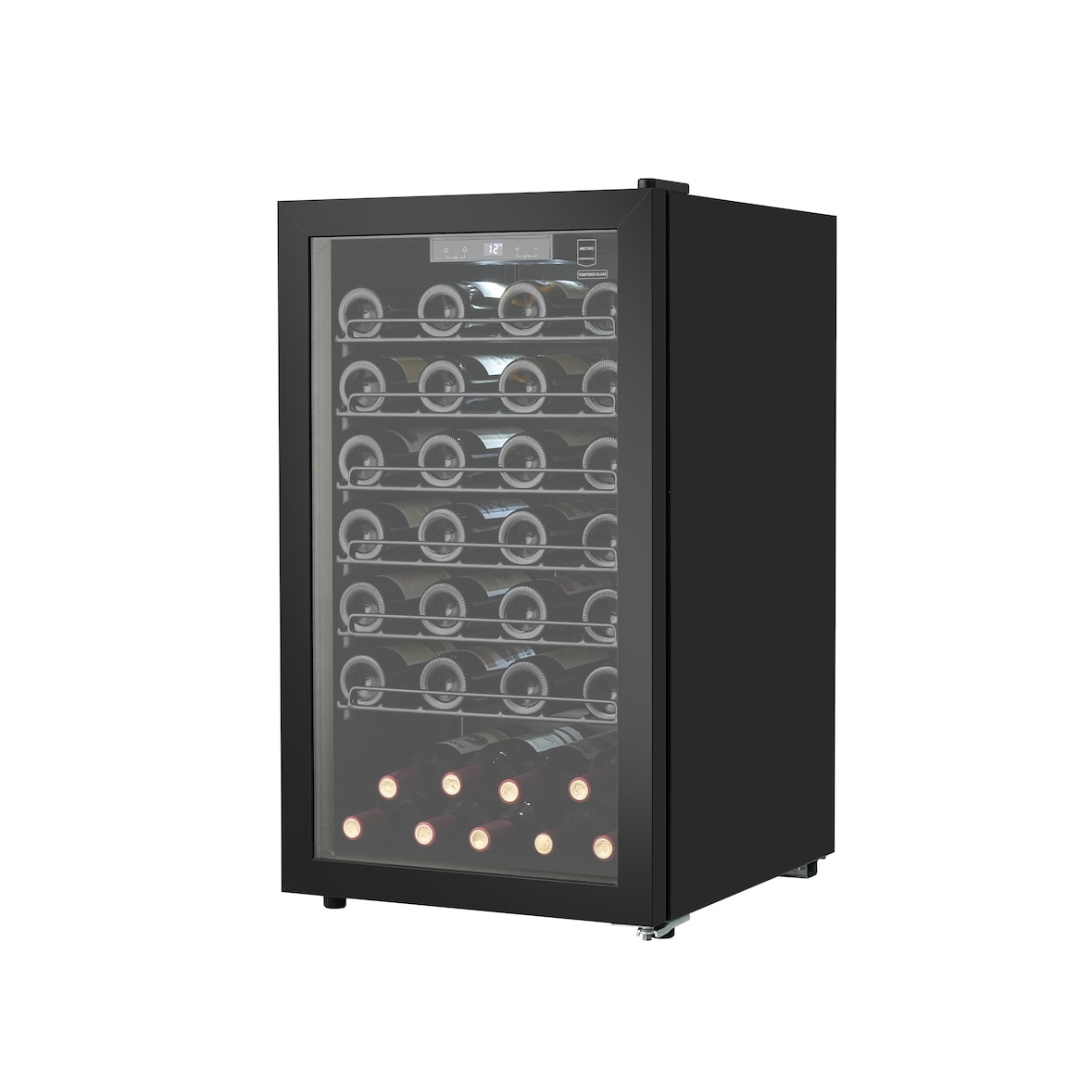 METRO Professional Weinkühler GWC2052, Edelstahl / Glas, 49 x 57.5 x 85.5 cm, 52 Flaschen, 126 L, schwarz