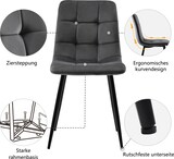 thumbnail of Essgruppe 5-teilig Esstisch Set Rund Tisch und 4 Stühle Gold+Grau 80x80x76 cm MDF Marmor Optik Samtbezug verstellbare Füße