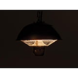 thumbnail of Aquecedor do pátio, 600 W, halogênio, montagem de teto, com corrente, interruptor liga/desliga, 1 nível de calor, respingo, metal, preto