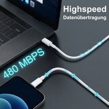 thumbnail of USB-C Lade- und Datenkabel für Apple Geräte – 2 m Schnellladekabel für iPhone 5 bis 14 inkl. Pro, Max, Mini, iPad und iPod – Weiß