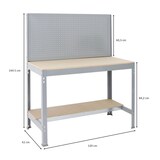 thumbnail of PROREGAL Proregal Werkbank Quick-Buffalo mit Werkzeugwand | HxBxT 84x120x61cm | Traglast 600kg | Grau | Holzplatte