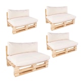 thumbnail of Pack 4 sofás Palet con cojines para exterior,  de pino nuevo , Poliéster 180 gr, Color Beige, 120x80x70