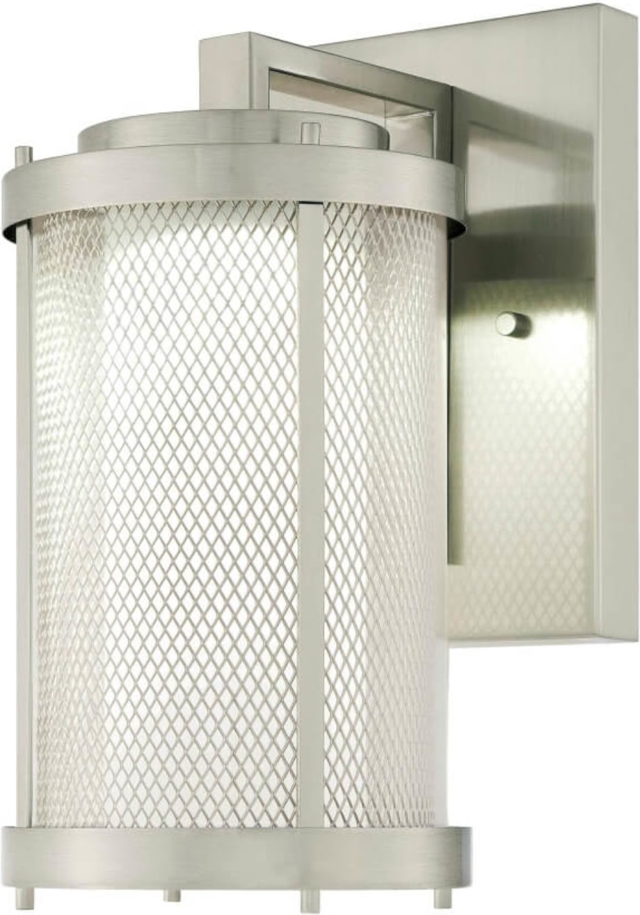 Dimmbare LED Außenwandleuchte Skyview Nickel mit Gitter