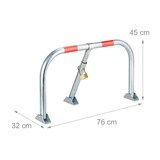 thumbnail of Relaxdays Parkplatzsperre klappbar, Parkbügel mit Vorhängeschloss, Stahl, HBT: 45x76x32cm, Sperrbügel Parkplatz, silber