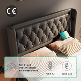 thumbnail of Merax Polsterbett Doppelbett 180*200 cm, Hydraulisches Stauraumbett, mit USB Typ-C Ladefunktion, LED-Funktion(Ohne Matratze), PU, Schwarz
