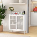 thumbnail of Aparador de 3 Niveles Mueble Aparador con Puertas de Malla y Estante Ajustable Mueble de Cocina Moderno para Sala de Estar Comedor 80x37x92 cm Blanco