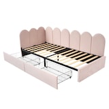 thumbnail of Merax Polsterbett Einzelbett mit Schubladen Stauraumbett Samt Daybett Tagesbett Schlafsofa 90x200cm Rosa(Ohne Matratze)