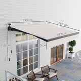 thumbnail of Outsunny toldo manual retráctil 3x2,5 m con luces LED solares toldo para balcón con manivela de aluminio ángulo ajustable y protección UV50+ crema