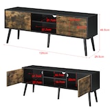 thumbnail of Helloshop26 - Meuble tv support télé 120 cm pieds en bois revêtement pvc noir bois foncé 03_0005865
