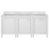 thumbnail of DELUKE® Spülschrank aus Edelstahl mit Aufkantung MEDO, 3x Becken Edelstahl Gastro-Spülschrank Spülenunterschrank, 180x60x96cm