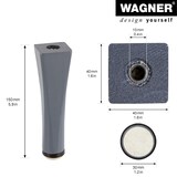 thumbnail of WAGNER Möbelbein KIEFER Holz eckig - 40 x 40 x 150 mm, grau, QuickClick® Filzgleiter Ø 30 mm, Gewinde Ø 10 mm - 12734201