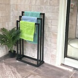 thumbnail of DanDiBo Handtuchhalter Stehend Schwarz Matt Metall KW449 3-armig Badetuchhalter mit 3 Handtuchstangen Badezimmer Badezimmermöbel Modern