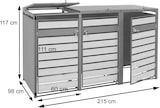 thumbnail of XL 3er/6er-Mülltonnenverkleidung HWC-J81, Mülltonnenbox, Metall 95kg anthrazit ~ Buche-Holzoptik hellbraun
