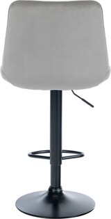thumbnail of Décoshop26 - Barhocker x1 höhenverstellbar 360° drehbar grauer Samtsitz mit vertikalen Ziernähten schwarzes Metallgestell 10_0005429