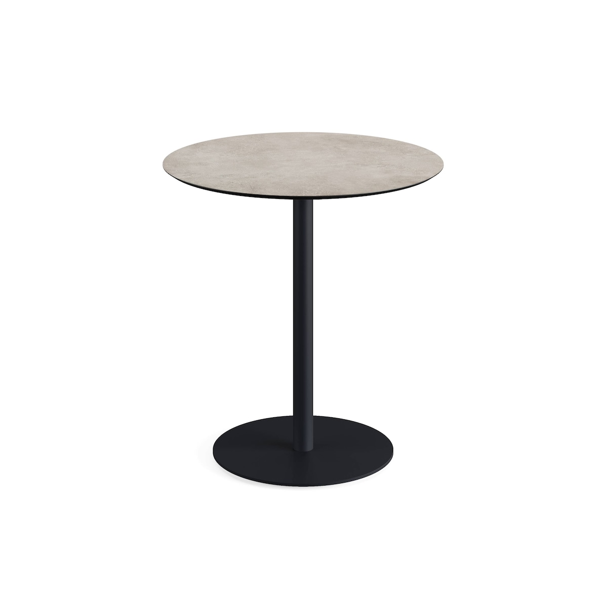 Urban table de bistrot avec piètement noir + plateau HPL aspect bois Ø70 cm - Veba - Gris pierre - l0- L- P- h