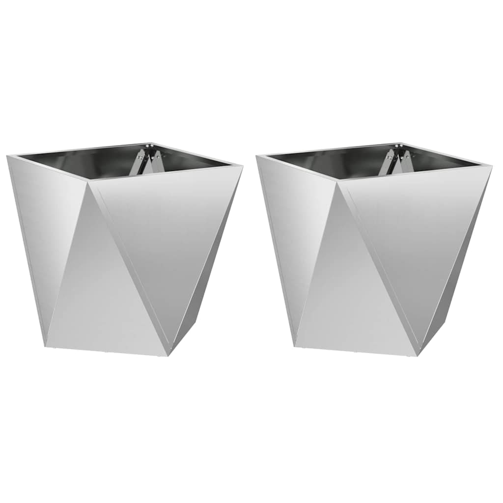 vidaXL Pflanzkübel 2 pcs Silber 50 x 50 x 50 cm Verzinkter Stahl