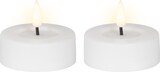 thumbnail of 2 LED Teelichter 6,5x5cm Plastikkerzen Outdoorkerze Timer Flammenlose Teelichtkerzen Warmweiß Tischkerzen Dekokerzen Kerzen Timerfunktion Weiß