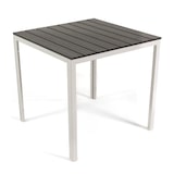 thumbnail of Mesa de jardín cuadrada 78x78 cm, estructura de acero y tablero efecto madera, estilo moderno para jardín o terraza–GABRIEL–Blanco/Pizarra