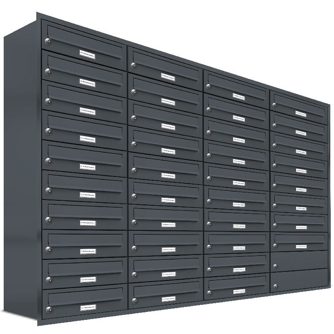 AL Briefkastensysteme 38 Fächer Premium Unterputz Briefkasten Anlage RAL 7016 Anthrazit Grau, Post A4, modern, wetterfest, Artikelnummer 132P38U4P7016