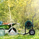 thumbnail of Relaxdays Schlauchwagen, fahrbare Schlauchtrommel, 1/2" & 3/4" Anschluss, bis 80 m Schlauch, 2 Räder, Metall, schwarz