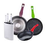 thumbnail of Bergner - Set di 3 padelle Ø18/22/26 cm in alluminio forgiato Jolie, adatte per induzione, con set di 3 coltelli in acciaio inox e Tacoma