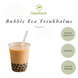 thumbnail of DeinPack Bubble Tea Trinkhalme 100 Stück – Transparente Strohhalme 20 cm x Ø12 mm aus PP – Abgeschrägte Spitze zum Anstechen