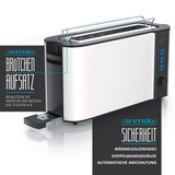 thumbnail of Arendo Langschlitz Toaster für 2 Scheiben, integrierter Brötchenaufsatz, 1000 W, Restzeitanzeige, Weiß