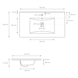 thumbnail of ECD Germany Einbauwaschbecken Keramik Weiß 810×465×175 mm, mit Überlauf, inkl. Ablaufgarnitur
