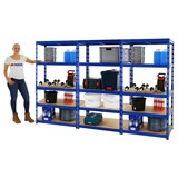 thumbnail of PROREGAL 3x Schwerlastregal Tiger | HxBxT 180x90x60 cm | Fachlast 265kg | Blau | Stecksystem Lagerregal Regalsystem 3 Stk.