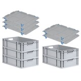 thumbnail of PROREGAL SuperSparSet 5x Eurobox NextGen Economy mit Auflagedeckel & 4x Verschlüsse Blau, Griffe offen, HxBxT 17x40x60cm, 34L, Eurobehälter, Box