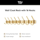 thumbnail of TOJ Living Perchero de pared – 16 ganchos – 62 cm – acero inoxidable – dorado – colgador