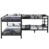 thumbnail of Eisenbett 90x200cm & 140x200cm, Etagenbett mit dreistufiger Leiter in Schwarz für flexible Schlaflösungen