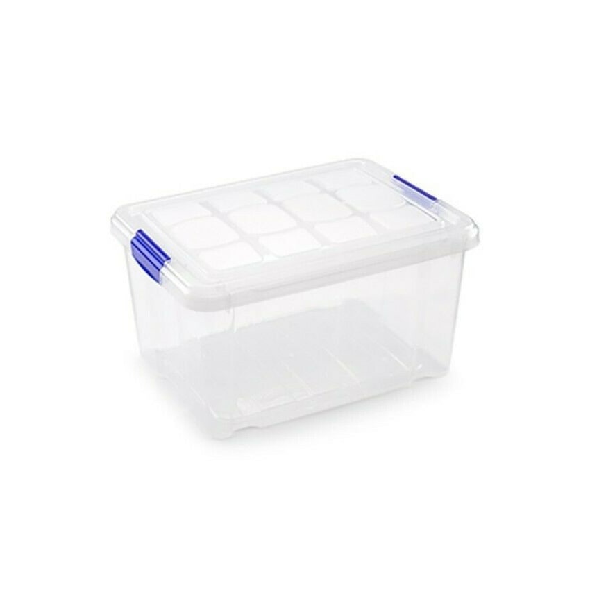 Caja plástica de almacenamiento transparente de 25 litros con tapa y asa 11117