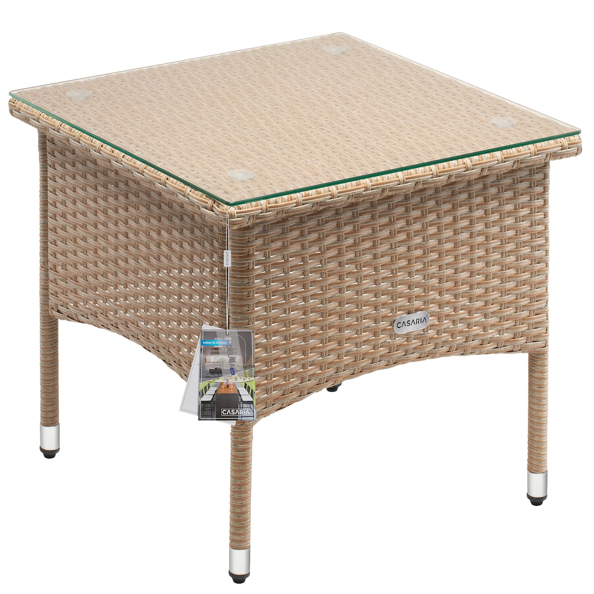 CASARIA® Polyrattan Beistelltisch 50x50x45cm Beige Grau