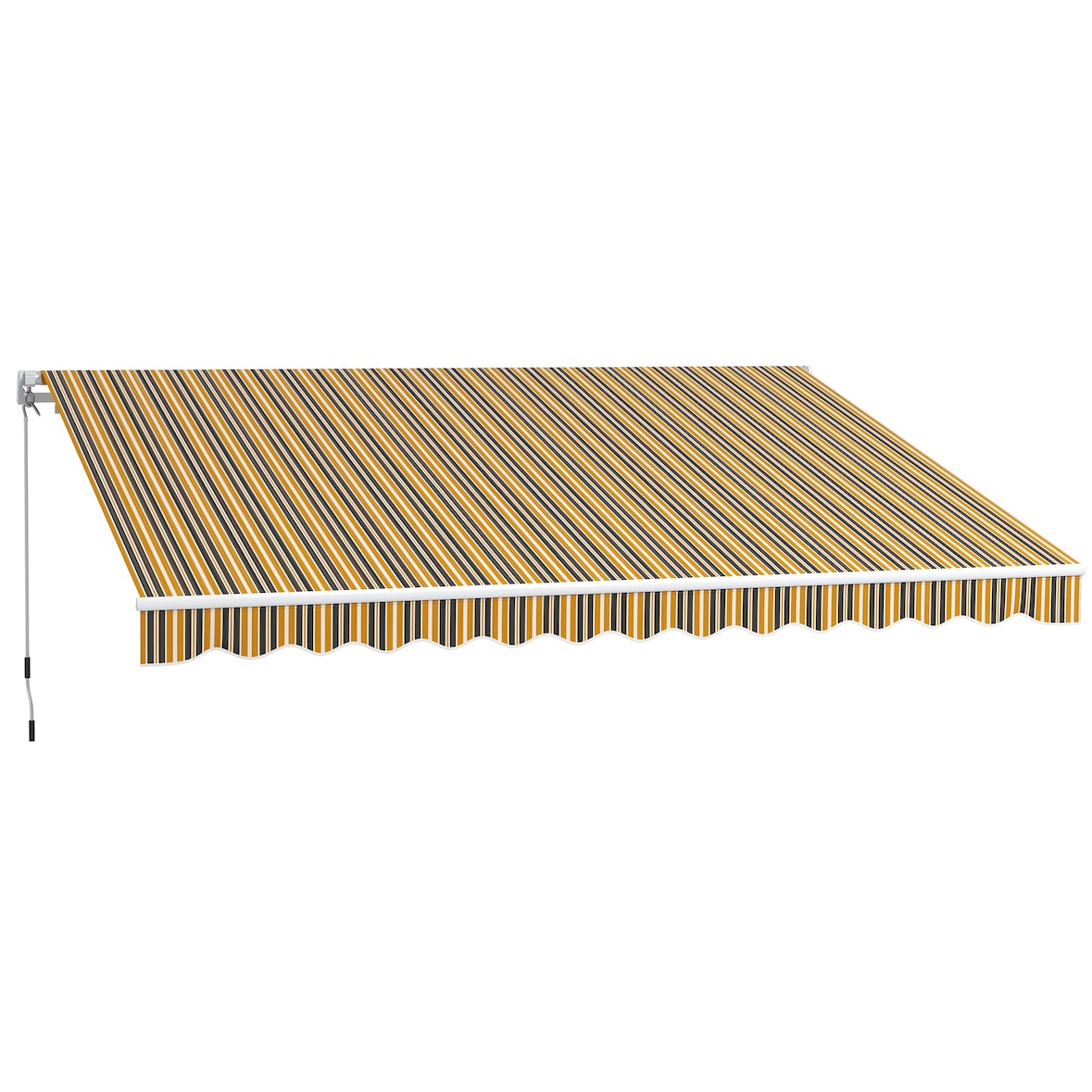 Toldo Manual Retrátil 350x250 cm com Manivela de Metal Impermeável e Anti-UV para Jardim Terraço Janelas Cinza e Amarelo