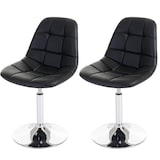 thumbnail of Lot de 2 chaises de salle à manger HWC-A60, chaise pivotante, chrome ~ similicuir noir