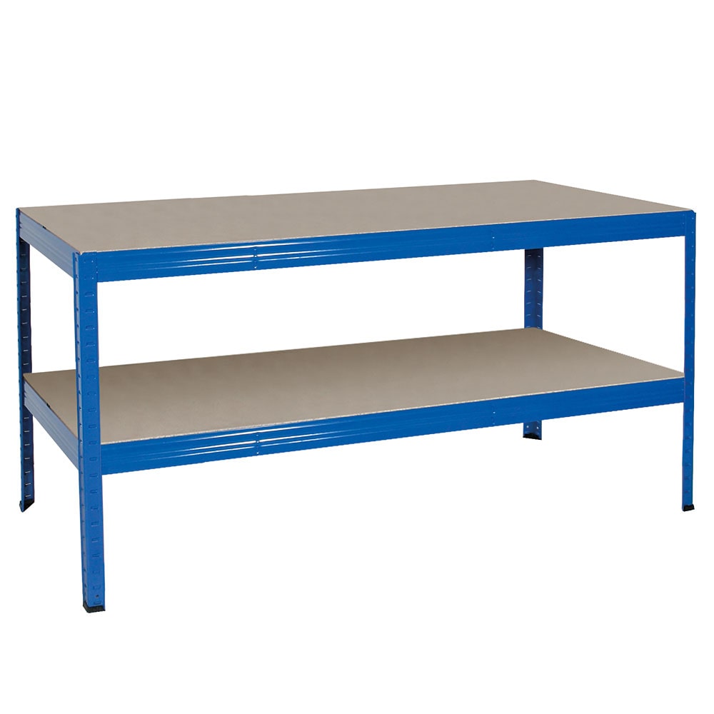Packtisch / Werkbank, BxTxH 1800 x 600 x 900 mm, Tragkraft 350 kg/Boden, blau
