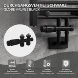 thumbnail of LuxeBath Ventil-Armaturen Set Multiblock Schwarz Durchgangsform, mit Thermostatkopf, Anschlussgarnitur für Badheizkörper Mittelanschluss, Rohre aus
