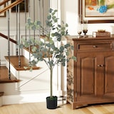 thumbnail of HOMCOM eucalipto artificial 150 cm planta artificial decorativa grande árbol artificial de interior con 230 hojas decoración para hogar verde