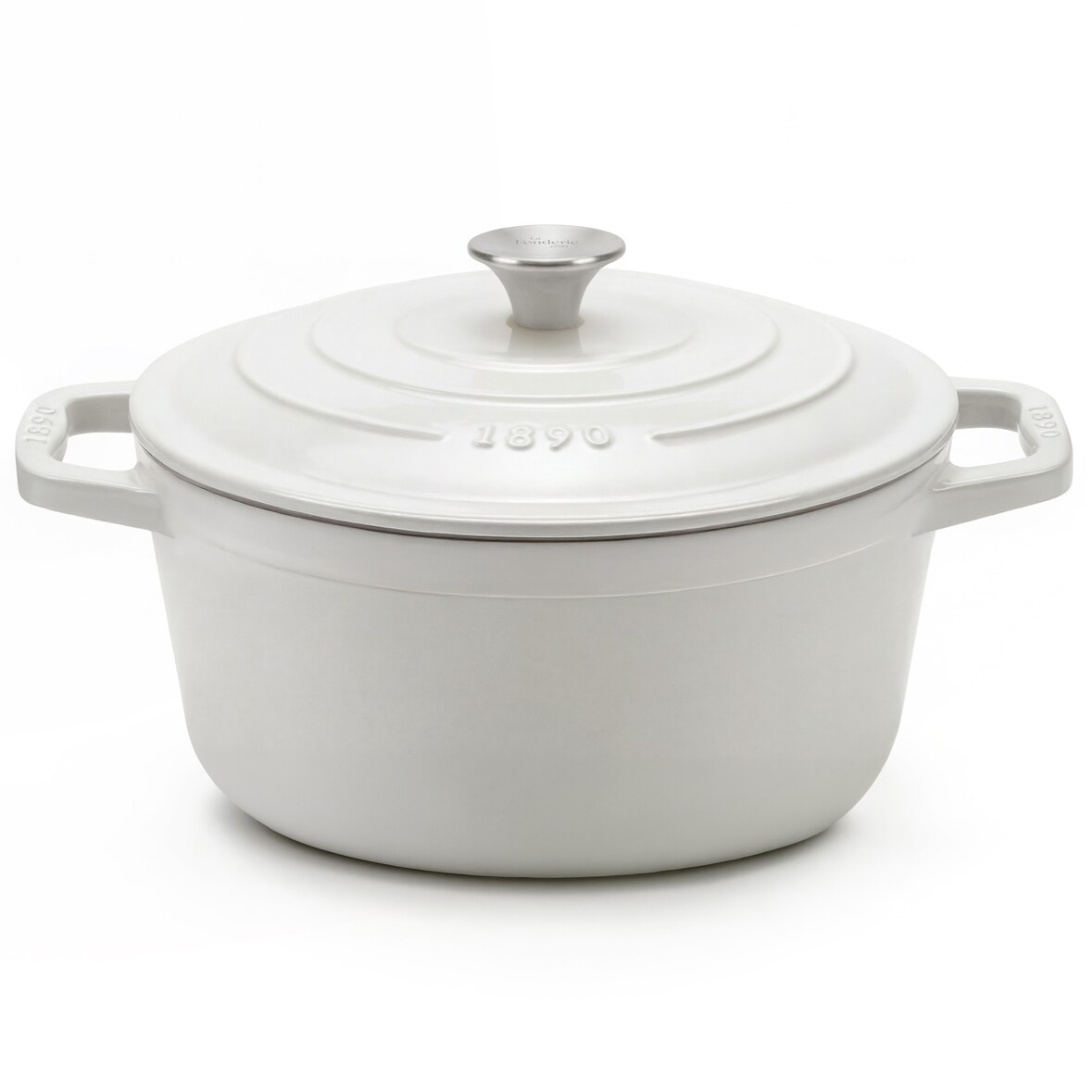 La Fonderie 1890 ronde braadpan IENA25 van geëmailleerd gietijzer, diameter 25 cm, inhoud 4,7 L, beige