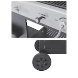 thumbnail of Tarrington House Barbecue a gas e carbone con 3 bruciatori + bruciatore laterale Carson, 42 × 96 cm, tavolino laterale, ruote, acciaio, nero