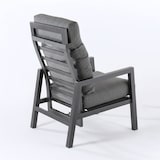 thumbnail of Poltrona para jardim reclinável com sistema hidráulico, em alumínio preto e almofadas cinzentas