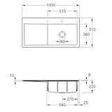 thumbnail of Villeroy&Boch Rechteckiges Spülbecken, Küchenspüle Subway Style 60 Ivory CeramicPlus 1000x510mm, Unterschrankbreite 60 cm