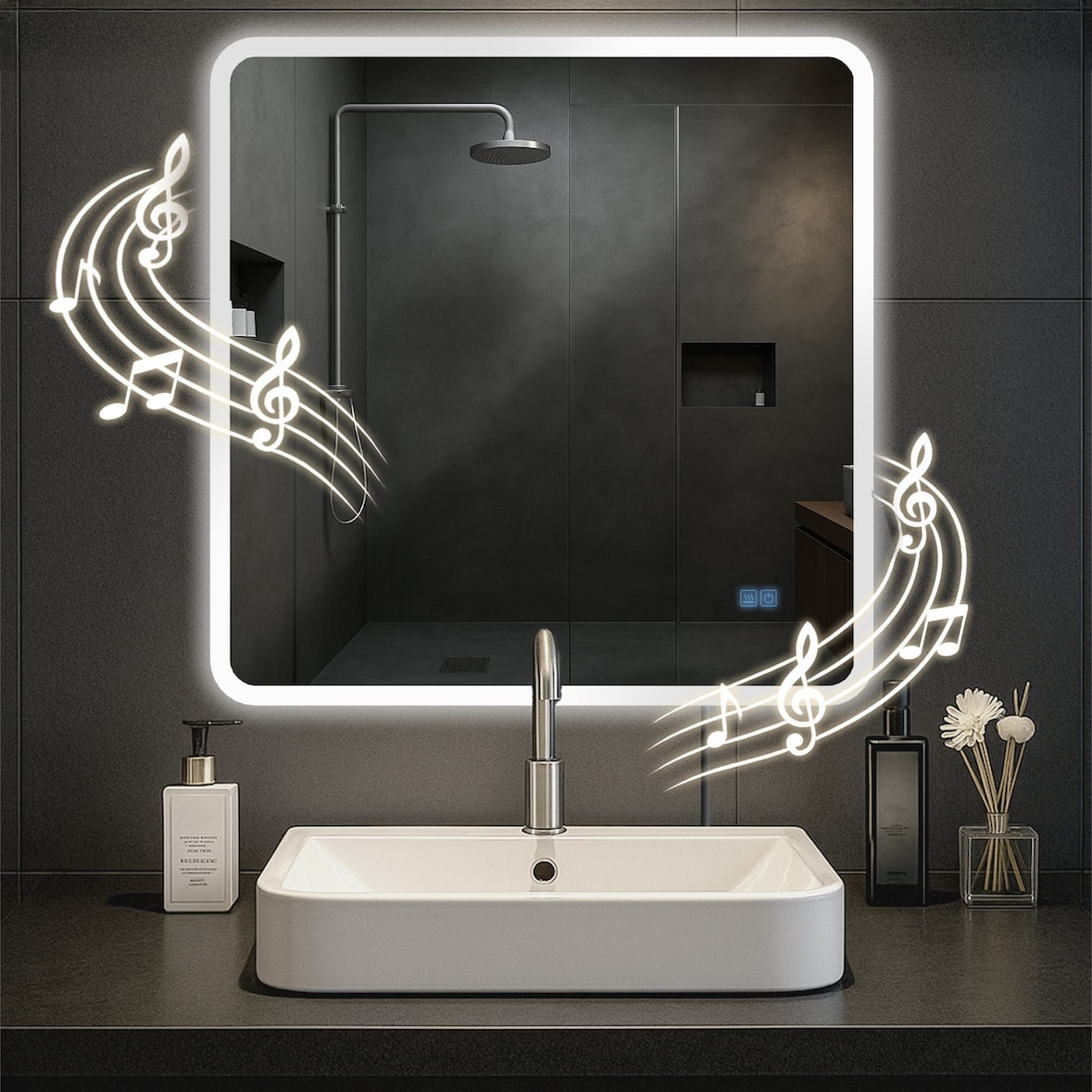 Espejo de baño Jericho con Bluetooth 80x80 cm