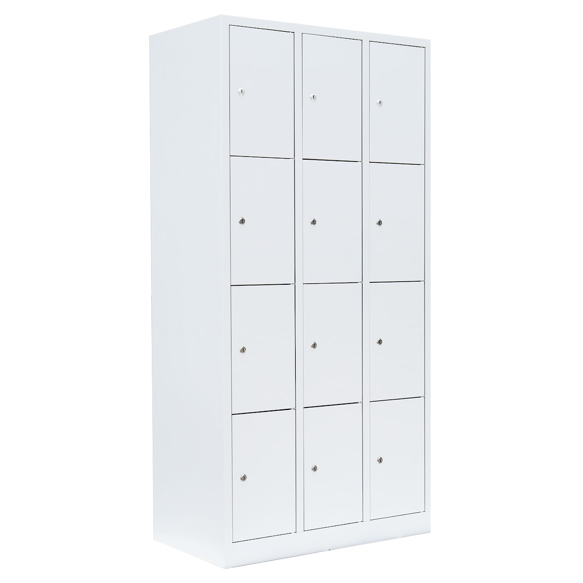 Lüllmann® Schließfachschrank, 3 Abteile, 12 Fächer, 1800 x 885 x 500 mm, signalweiß