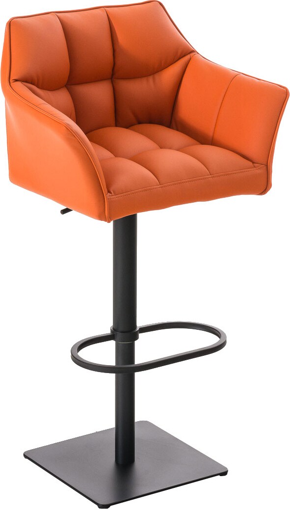 Barhocker SIHAR - Kunstleder Orange 64x45x88 cm Schwarz | Barstuhl Höhenverstellbar Mit Lehne Drehbar Tresenhocker Tresenstuhl Kneipenhocker