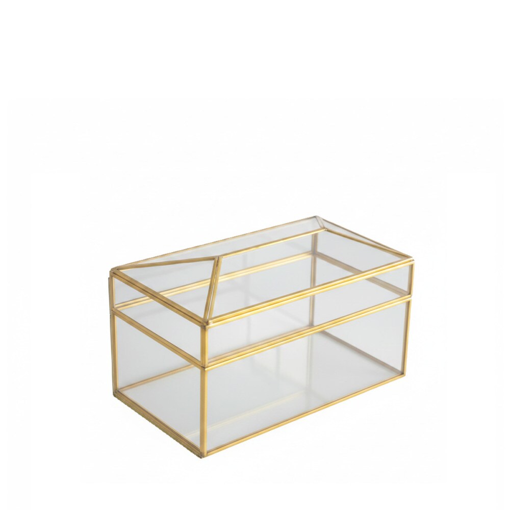 Boîte à mouchoirs rectangle en verre bords dorés 19x11x10cm